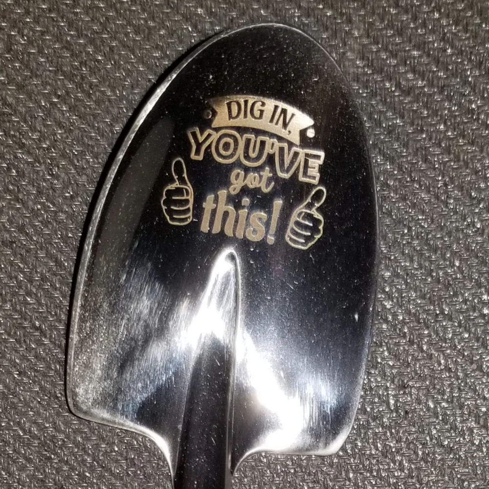 'Dig In, You've Got This' Silver Engraved Shovel Spoon